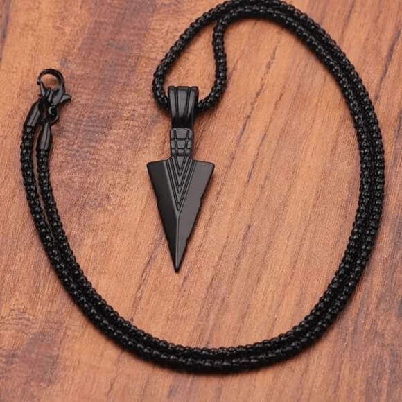 Stainless Steel Spearpoint Arrowhead Pendant Necklace - Picture 8 of 8